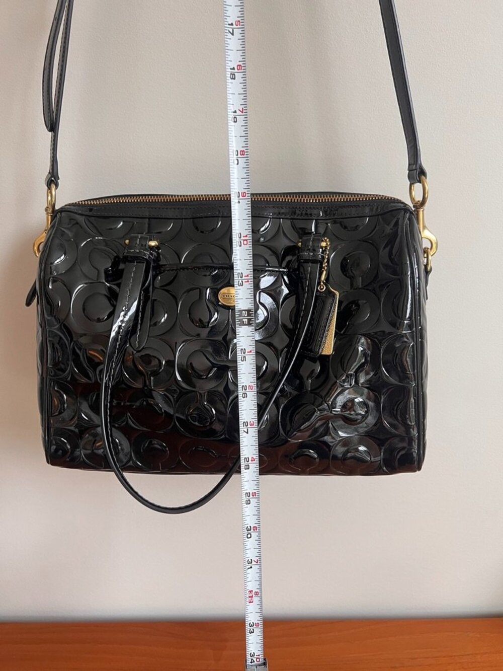 Coach Black Patent Leather Embossed Signature Satchel | Crossbody | Authentic - Picture 13 of 13